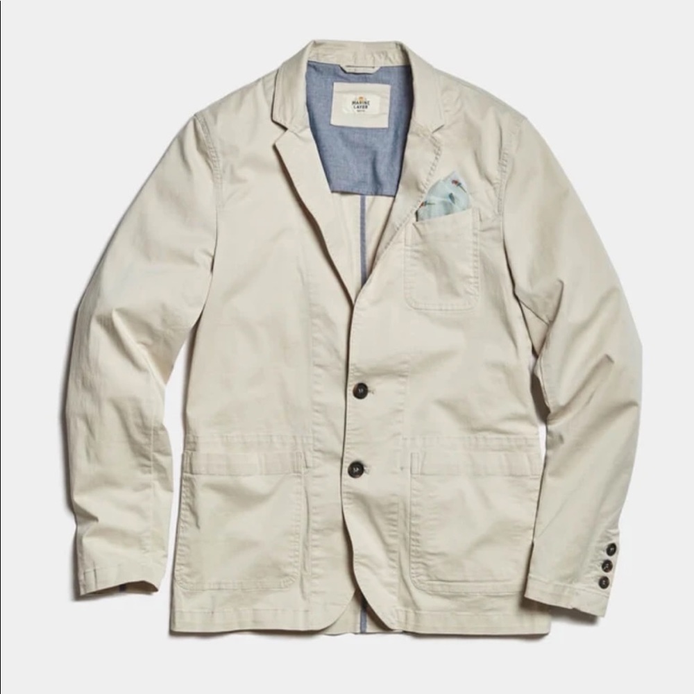 Marine Layer Men’s Khaki Charles Cotton Blazer - Picture 6 of 13